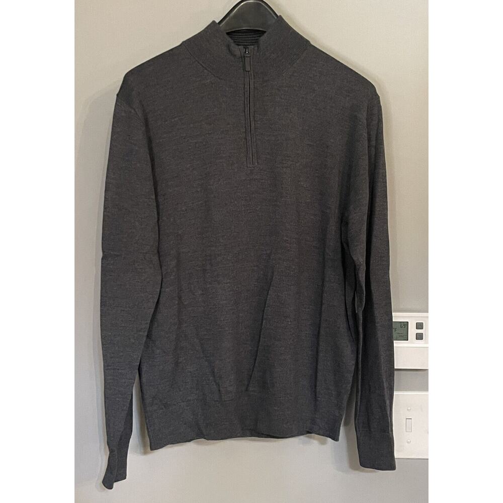 Untuckit Sweater Extra Fine Merino Wool Quarter Zip Pullover Classic Mens M